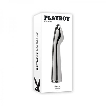 Playboy Swoon Rechargeable Aluminium Vibrator - Model Platinum Steel VX-420 - Unisex - Vaginal & Anal Stimulation - Metallic Silver - Adult Naughty Store