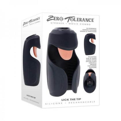 Zero Tolerance Rechargeable Vibrating Thumping Stroker - Model: Lick The Tip - Male Pleasure Toy - Black