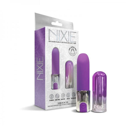 Embrace discreet pleasure with the Nixie Smooch Rechargeable Lipstick Vibrator in Purple Ombre: Nixie Discreet Lipstick Bullet Vibe, Model NXY-LBV-02, Intimate Pleasure for Women, Whisper-Quiet & Showerproof