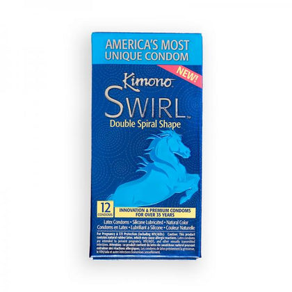 Kimono Swirl Double Helix Latex Condoms - Pack of 12 - Unisex - Stimulating Pleasure - Vegan-friendly