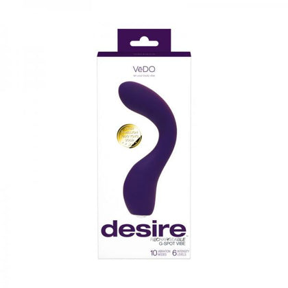 Vedo Desire Rechargeable G-spot Vibrator - Purple - Ensure Deeper Pleasure - Darcy G1 - Female - Purple