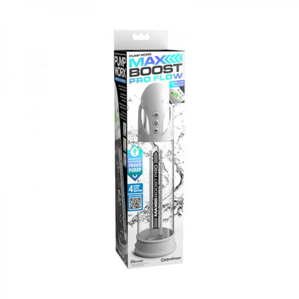 Introducing the Pump Worx Max Boost Pro Flow Automatic Penis Pump - Model: Pro Flow White/clear - For Men - Enhances Performance - Waterproof🚿
