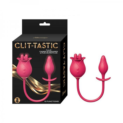 Introducing the Nasstoys Clit-Tastic Tulip Finger Massager & Pleasure Plug - Model X110, Unisex Clitoral & Anal Stimulator in Passionate Red
