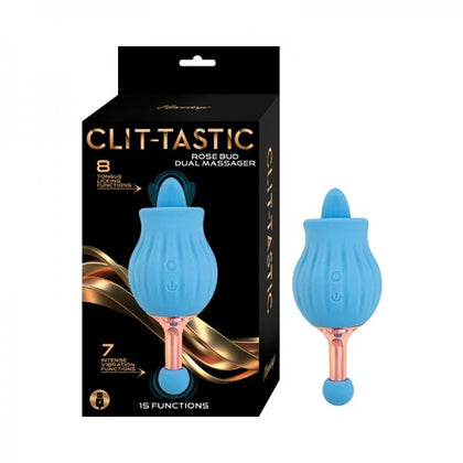 Nasstoys Clit-Tastic Rose Bud Dual Massager Blue - Unique Dual-Ended Clitoral and G-Spot Pleasure Device for Women
