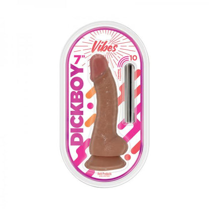 Introducing the Dickboy Vibes 7 In. Dildo with Rechargeable Bullet - Enhance Your Pleasure with this Vibrating Delight - Model DB7X Caramel