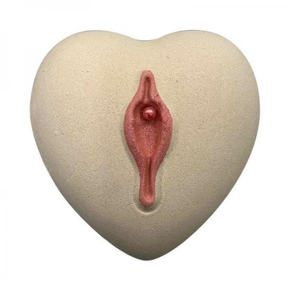Introducing the Love Your Pussy Bath Bomb by PleasurePro: Peach Bellini Scented Heart Shaped Bath Bomb with Hidden Vibrating Toy - Model Vibe190 - Unisex - Genital Stimulation - Pink
