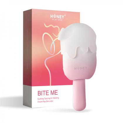 Introducing the Honey Play Box Bite Me Cream Pop Vibrator, Model X105 - Unique Ice Pop Vibrator for Women's Clitoral Stimulation in Sweet Cream.