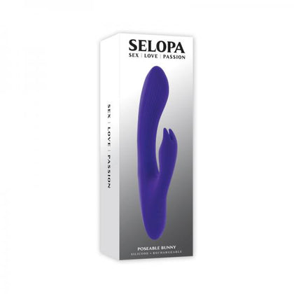 Selopa Elegance Rechargeable Dual Stimulator Vibrating Bunny Poseable Silicone Purple EC-5001 Women G-Spot & Clitoral Stimulation - Adult Naughty Store