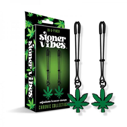 Stoner Vibes Chronic Collection Adjustable Tweezer Nipple Clamps - Model X1: Unisex Shiny Black Metal Nipple Toy for Intense Sensations - Adult Naughty Store