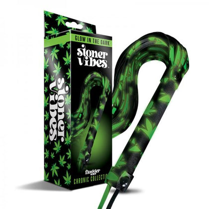 Introducing the Stoner Vibes Chronic Collection Glow In The Dark Flogger 🔥🌿: Model 420 Cannabis BDSM Whip for Sensory Play and Pleasure (Unisex, Skin and Sting Sensations, Green Glow)