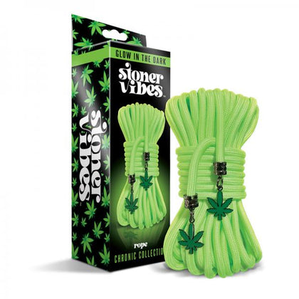 Stoner Vibes Chronic Collection Glow In The Dark Rope - Model R32: Unisex Bondage Rope for Sensory Play - Green