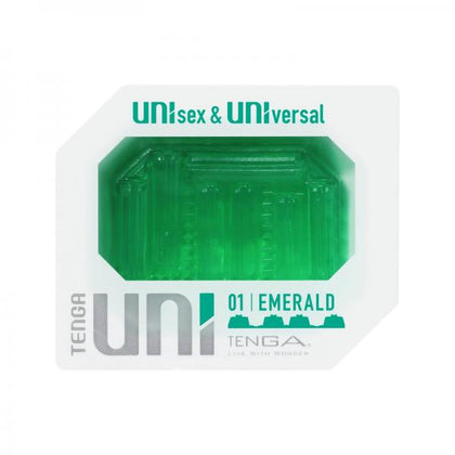 Introducing the Tenga Uni Emerald Unisex Super Stretch Elastomer Disposable Reversible Sleeve for Personal and Partnered Pleasure in Vibrant Green