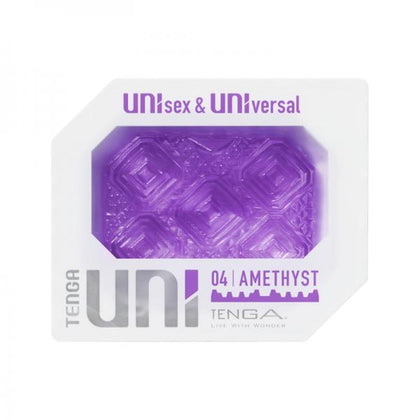 Introducing the TENGA Uni Amethyst Layered Square Cut Unisex Stimulation Sleeve for Multi-Gender Pleasure in Amethyst Purple