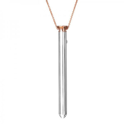 Introducing the Crave Vesper Necklace Vibe Rose Gold External Vibrator (Model VX602RG) for Women - Elegant Pleasure Necklace in Whisper Quiet Rose Gold Stainless Steel