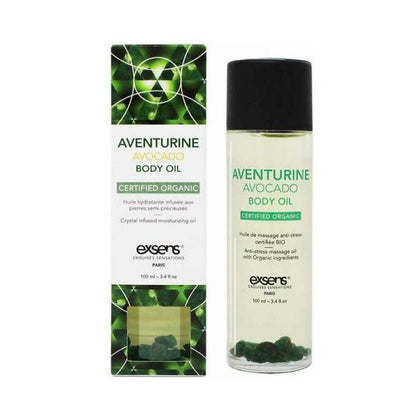 Exsens Aventurine Avocado Crystal Body Oil - Nourishing Moisturizer for Skin and Hair