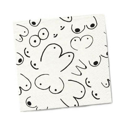 Twisted Wares Boobs Napkins 20-pack - Adult Humor Beverage Napkins for Parties, Hors d'oeuvres, and More!