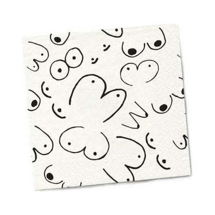 Twisted Wares Boobs Napkins 20-pack - Adult Humor Beverage Napkins for Parties, Hors d'oeuvres, and More! - Adult Naughty Store