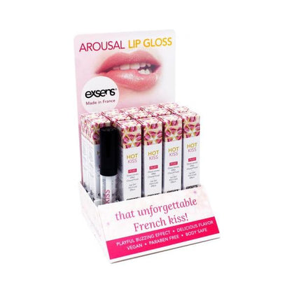Exsens Hot Kiss Arousal Lip Gloss 15pc Display - Sensual Strawberry Flavor with Hot/Cold Effect - Non-Toxic and Paraben-Free Lip Gloss for Lips and Intimate Areas - 15 Pack, 0.26oz Each