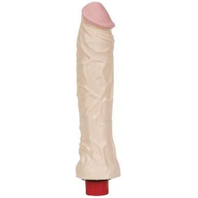 Naturals Heavy Veined 8-Inch Vibrating Dong - Realistic Cock and Balls for Intense Pleasure - Beige - Adult Naughty Store