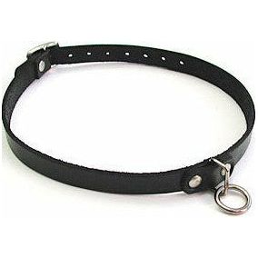 Elegant Sensations Leather Choker with O-Ring - Model LCH-2001 - Unisex BDSM Collar for Enhanced Pleasure - Black
