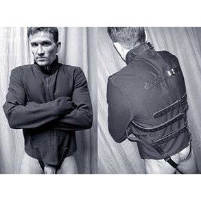 Black Canvas Straight Jacket with Leather Straps - Large: The Sensual Restraint Device for Exquisite Pleasure