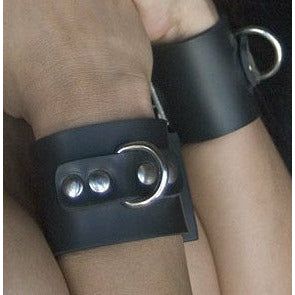 Bondage Boutique Rubber Wrist Cuffs - Large, Model J237 - Unisex BDSM Restraints for Sensual Play - Black
