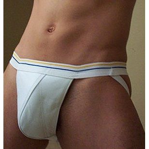 Tighty Whitey Leather Jockstrap - Classic Gym-Style Athletic Lingerie for Men - Model TWJ-001 - Enhances Pleasure in the Rear - Size Small
