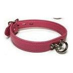 Premium Leather Collar - Pink, S-M - Deluxe Kitten/Owner Bondage Gear - Model LCB-1001 - Unisex - Neck Restraint and Identification Tag - Soft and Supple - Lockable Buckles