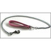 Introducing the Exquisite Elegance Chain Leash with Pink Leather Handle - Model CL-2000, Unisex, Perfect for Sensual Bondage Play!