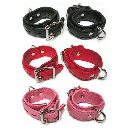 Introducing the Luxurious Red Leather Garment Wrist Cuffs by LeatherCrafts - Model LC-500X - Unisex BDSM Restraints for Sensual Pleasure