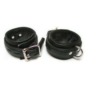 Premium Leather Ankle Cuffs | Model X-200 | Unisex | Black | Bondage BDSM Sex Toy