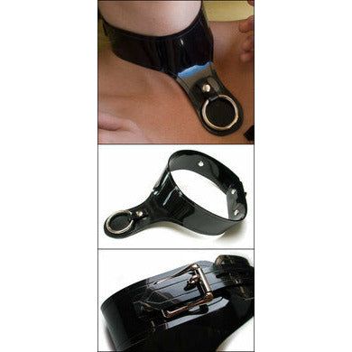 Luxure - Story Of O PVC Collar - Model S1 - Unisex - Neck Restraint - Black
