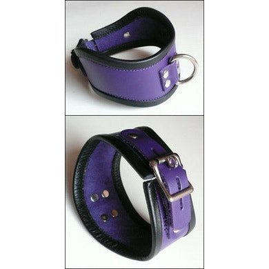 Elegant Pleasure Emporium - Short Locking Curved Posture Collar - Model 2021 - Unisex - Neck Restraining Device for Enhanced Sensual Experience - Purple with Black Trim