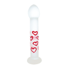 Introducing the Glass Gem Frosted Case of 6: Elegant Hearts Glass Dildo - Model GGF6, Female, Stimulating Pleasure, Frosted Red