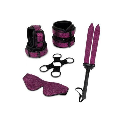 Introducing the Whipsmart Dragons Lair 7pc Bondage Set - Model DLNS-7: Unleash Sensual Delights for All Genders in Black Dragon's Skin.