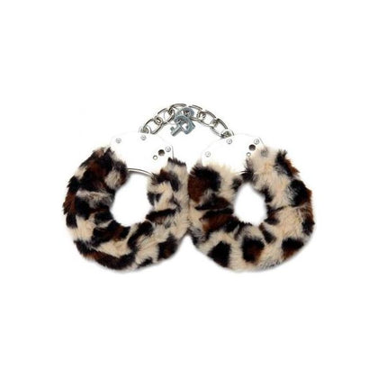 Whipsmart Plush Restraint Set: Furry Cuffs With Eye Mask - Leopard, Model RS-2021, Unisex, Wrist Restraint, Black and Brown