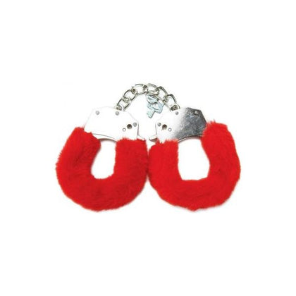Furry Cuffs With Eye Mask - Red