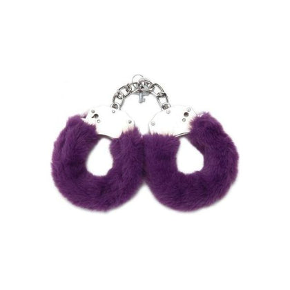 Introducing the luxurious Whipsmart Furry Cuffs with Eye Mask Set - Model: FUR-101: The Ultimate Plush Restraint Set for Sensory Play - Purple