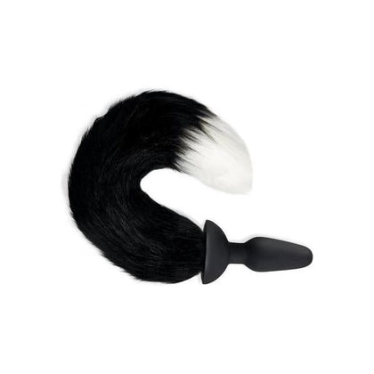 Introducing the Luxe Lingerie Silicone Remote Plug with Black Fox Tail - Model X79 for Him and Her - Ultimate Sensory Play & Pleasure - Deep Black