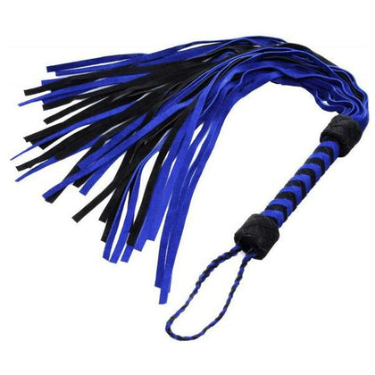 Introducing the Luxurious Black and Blue Suede Flogger - The Ultimate Pleasure Tool for Sensual Play!