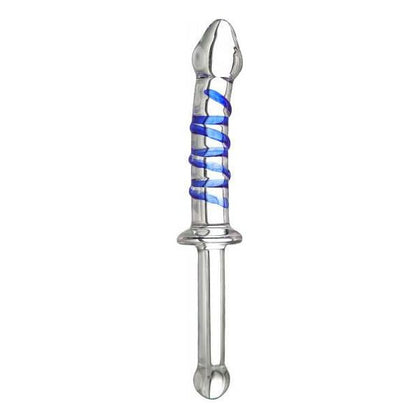 Nyasa Glass Wand - Elegant Thrusting Pleasure Object for Sensual Stimulation - Model NY-1001 - Unisex - Intense G-spot and Prostate Massage - Clear with Blue Accent