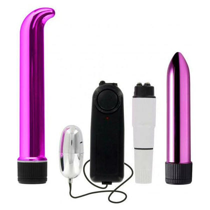 Introducing the Pleasure Pro 4-in-1 Vibrator Set for Women - The Ultimate Sensation Seeker's Delight