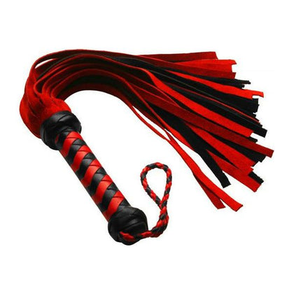 Introducing the Luxurious Black and Red Suede Flogger - Model LS-17R: The Ultimate Pleasure Tool for Submissive Delights