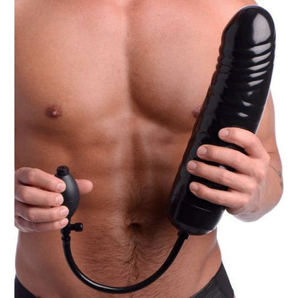 Introducing the PleasureAir Deluxe XXL Inflatable Dildo - Model D12.5B: The Ultimate Sensation for All Genders, Delivering Unforgettable Pleasure in Black - Adult Naughty Store