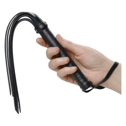 Black Rubber Strands Hand Flogger - Intense Impact Play for All Genders - Model RS-8.5 - Total Length 14.5 inches - Tantalizing Pleasure Tool