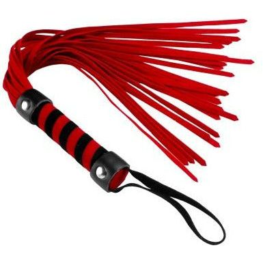 Introducing the Sensual Suede Flogger - Model S15R: A Luxurious Red Pleasure Enhancer - Adult Naughty Store