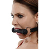 Ed Lockable Silicone Horse Bit Gag - Premium BDSM Mouth Gag for Extended Wear - Model: HL-2021 - Unisex - Intense Pleasure - Black - Adult Naughty Store