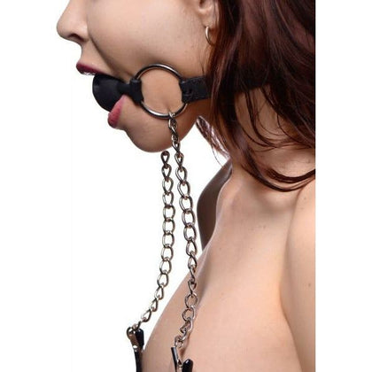 Hinder Breathable Silicone Ball Gag With Nipple Clamps - Sensual Submission for All Genders - Pleasure Enhancer in Black - Adult Naughty Store