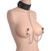 Master Series Submission Collar & Nipple Clamp Union - Model X123: Unleash Seductive Pleasure for All Genders in Exquisite Black - Adult Naughty Store