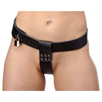 Introducing the Exquisite Pleasure Control: Adjustable Female Chastity Belt - Model X1B, Black